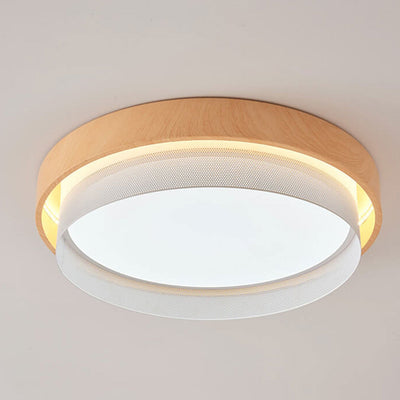 Nordic Wood Grain Rectangular/ Round LED Tatami Flush Mount Ceiling Light