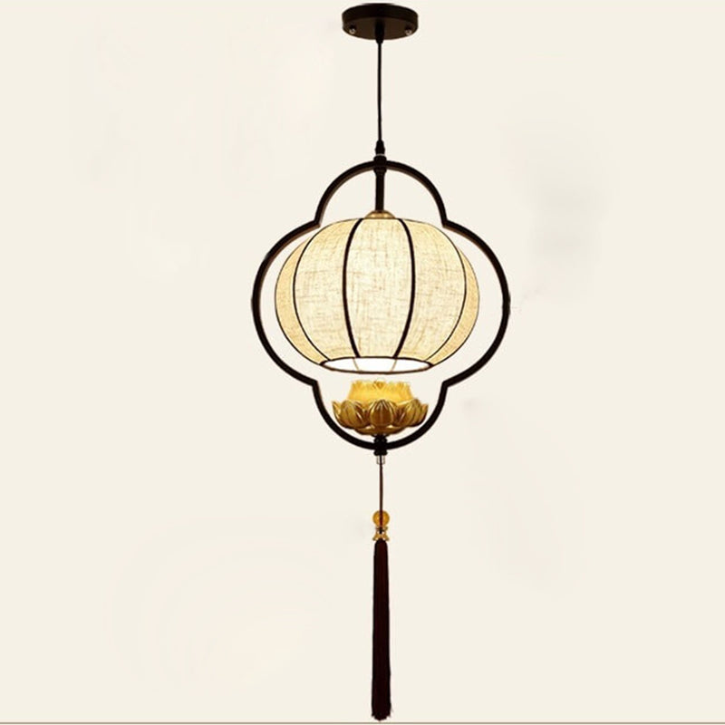 Chinese Retro Light Luxury Wrought Iron 1-Light Pendant Light