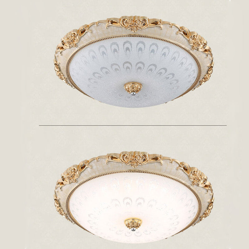 European Retro Round Floral Design LED Flush Mount Ceiling Light