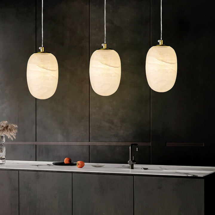 Moderner Luxus Runder Marmor Messing 1-Licht Pendelleuchte 