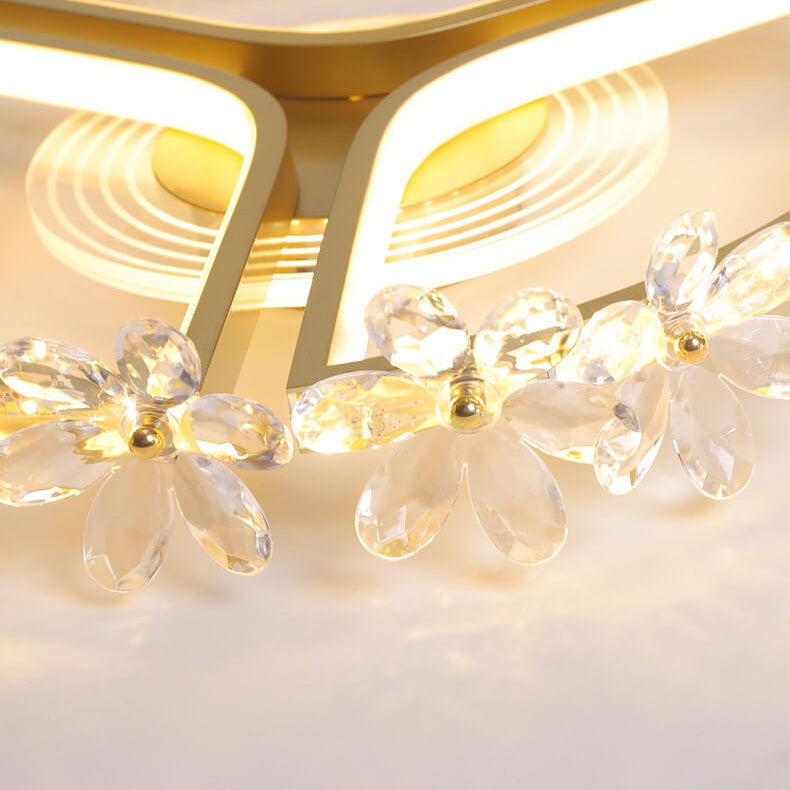 Industrieller Eisen-Kristallblumen-dekorativer Ring LED-Einbauleuchte 