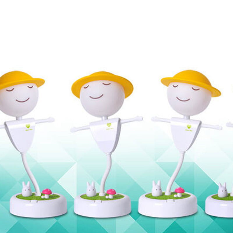 Dessin animé épouvantail visage souriant USB charge LED veilleuse lampe de table 
