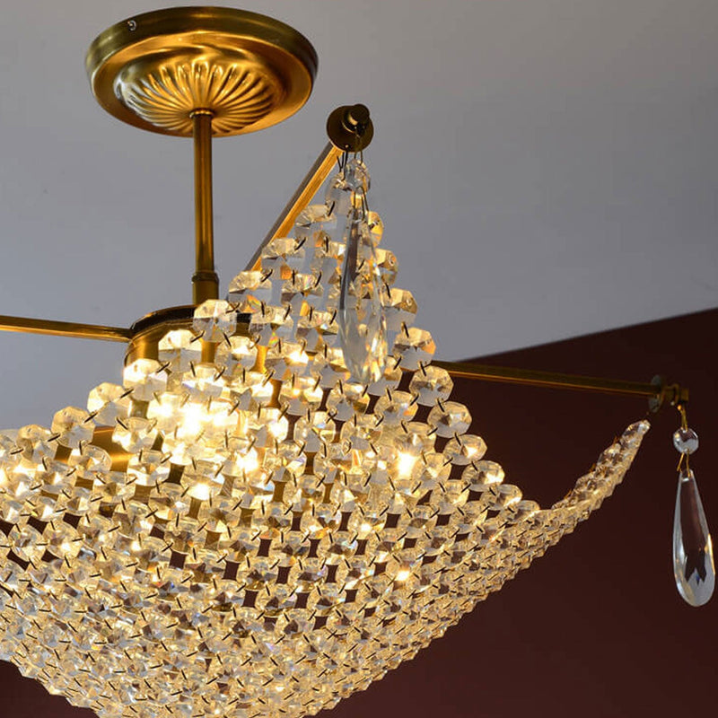 Modern Luxury Crystal Netting 4-Light Art Chandelier