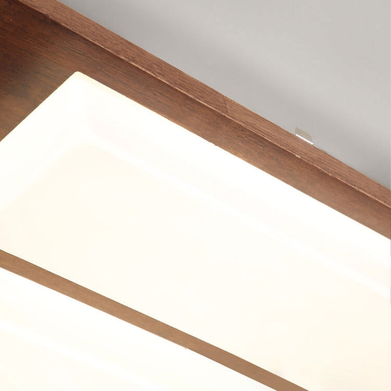 Nordic Creative Walnut Acrylic Rectangular LED Flush Mount Ceiling Light