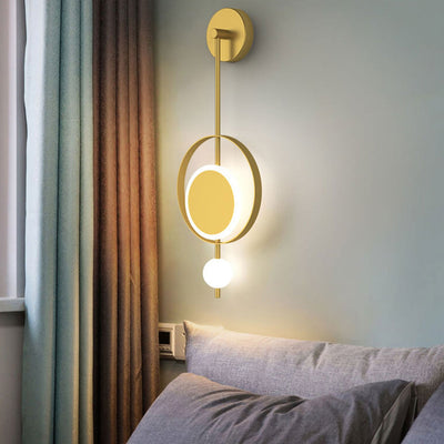 Modern Minimalist Iron Circle Straight Arm LED Light Wall Sconce Lamp