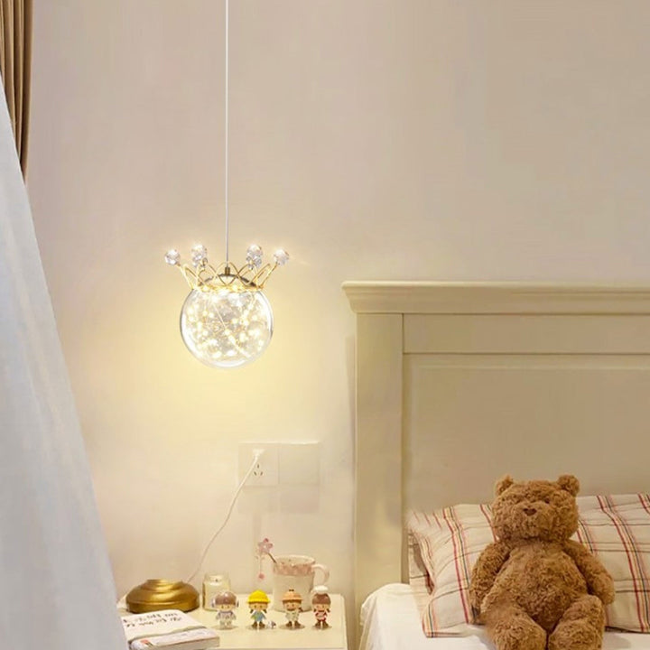 Moderne Sternenkrone Glas Kugel LED Pendelleuchte 