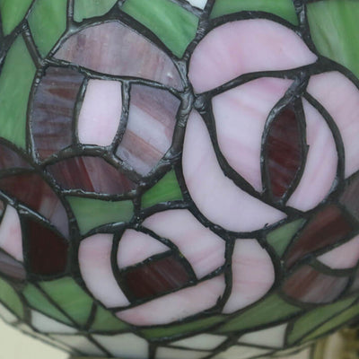 Tiffany Pink Rose Stained Glass Bowl 1-Light Wall Sconce Lamp