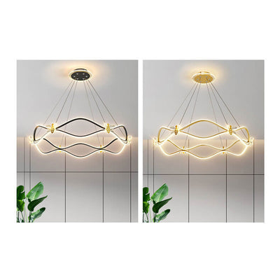 Modern Minimalist Wave Iron 3/4-Light LED Island Light Chandelier