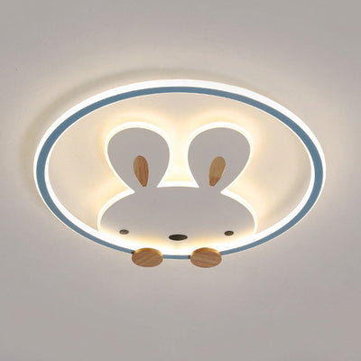 Childlike Creative Cartoon Rabbit Design LED Flush Mount Light