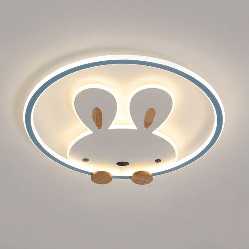 Childlike Creative Cartoon Rabbit Design LED Flush Mount Light