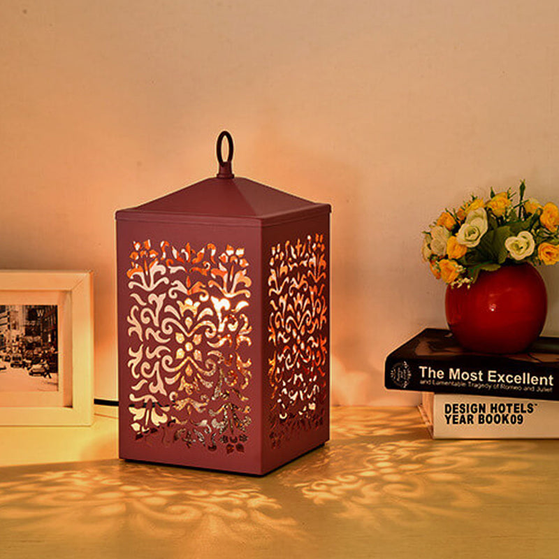 Vintage Metal Hollow Square Lanterns 2-Light Melting Wax Table Lamp