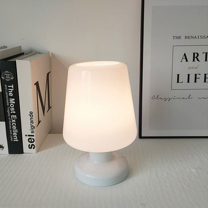 French Cream Glass Cup Shape 1-Light Table Lamp