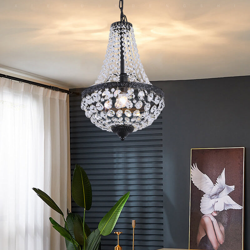 Lámpara colgante decorativa de hierro industrial con cristal de 1 luz 