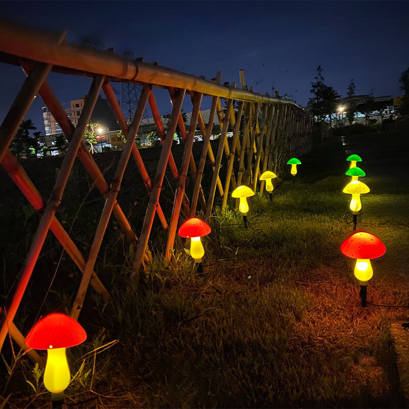 Modern Art Deco Solar Waterproof Mushroom Shaped String Lights LED Outdoor Lawn Decorative Ground Plug Light