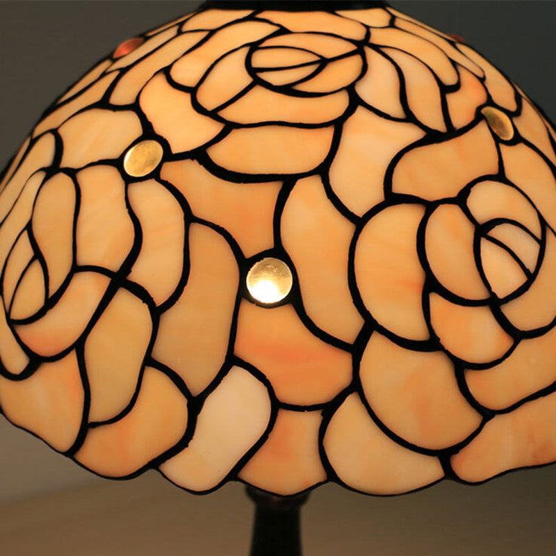 Tiffany Creative Yellow Rose Dome 1-Light Table Lamp
