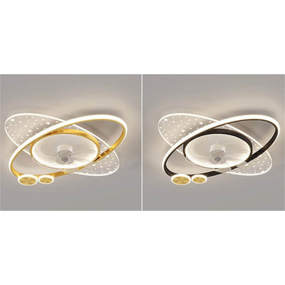 Modern Creative Planet Star Effect LED Flush Mount Ceiling Fan Light