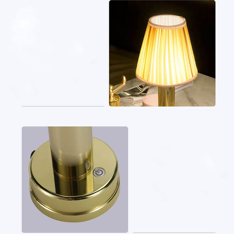 Lampe de table LED sans fil avec abat-jour en tissu de luxe léger et charge USB 