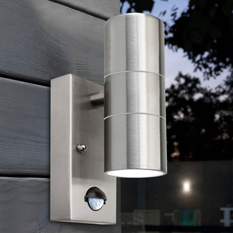 Industrial Chrome Cylindrical Spotlight 1-Light Outdoor Waterproof Wall Sconce Lamp