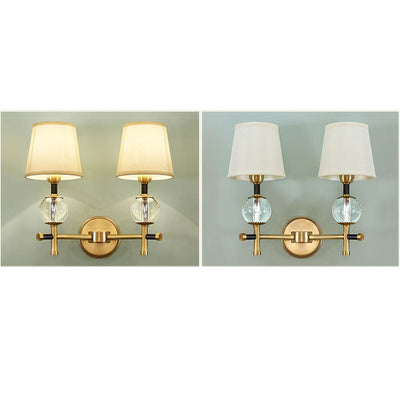 Modern American Brass Fabric 1/2 Light Wall Sconce Lamp