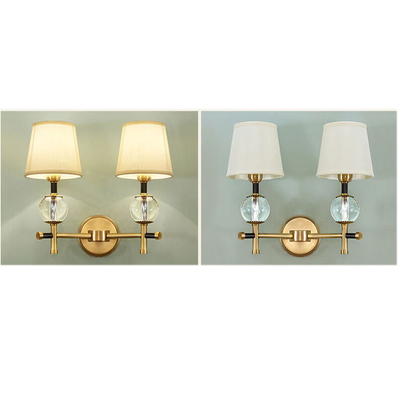 Modern American Brass Fabric 1/2 Light Wall Sconce Lamp