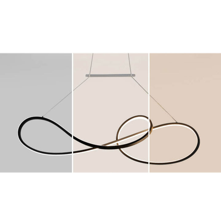 Lámpara de Araña Moderna de Lujo Ligero con Anillo Curvo LED para Isla 