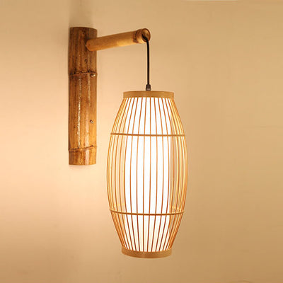 Modern New Chinese Bamboo Weaving 1-Light Wall Sconce Lamp