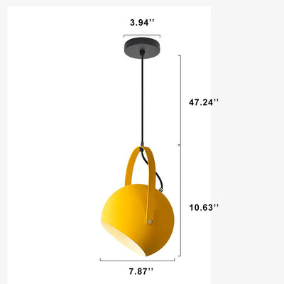 Macaron Dome Metal 1-Light Arched Handle Pendant Light