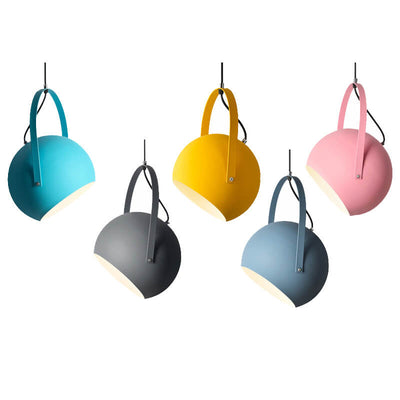 Macaron Dome Metal 1-Light Arched Handle Pendant Light