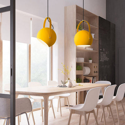 Macaron Dome Metal 1-Light Arched Handle Pendant Light