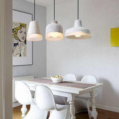 Luminaire suspendu industriel minimaliste en ciment à 1 lumière, abat-jour gris 