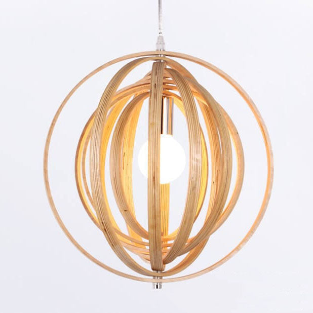 Nordic Creative Revolving Ring  Wooden 1-Light Pendant Light