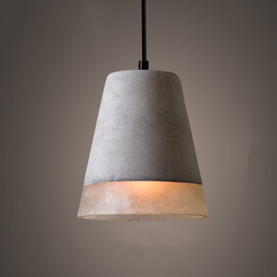 Luminaire suspendu industriel minimaliste en ciment à 1 lumière, abat-jour gris 