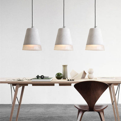 Luminaire suspendu industriel minimaliste en ciment à 1 lumière, abat-jour gris 
