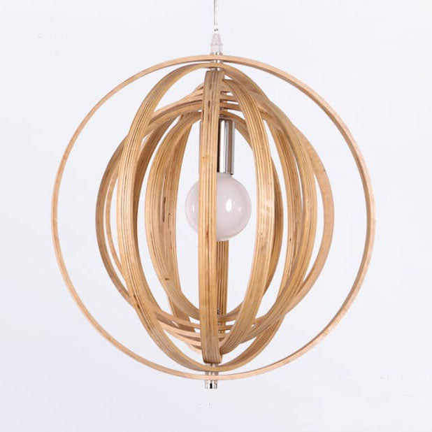 Nordic Creative Revolving Ring  Wooden 1-Light Pendant Light