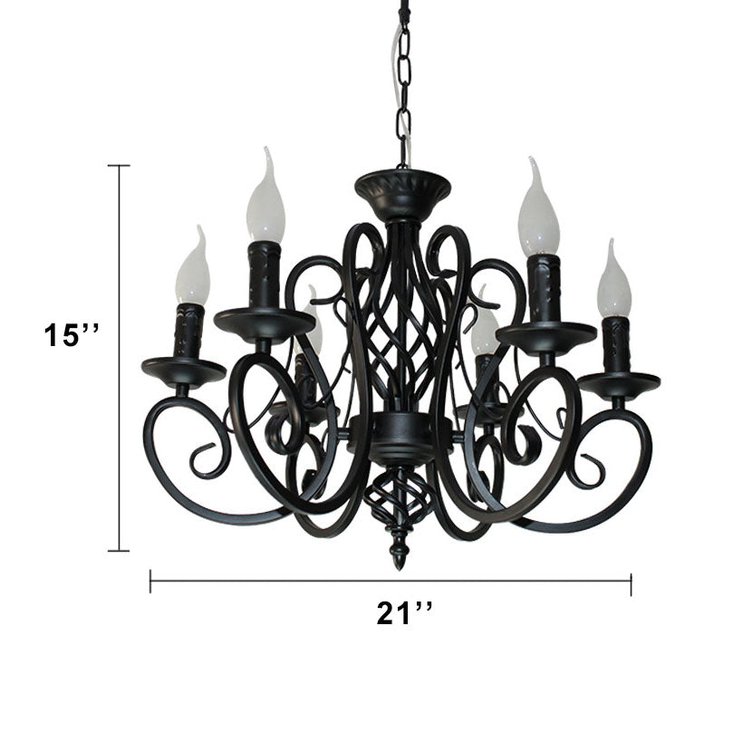 Candelabros Colgantes de Cadena de Velas de Hierro Forjado Europeo de 6/8 Luces 