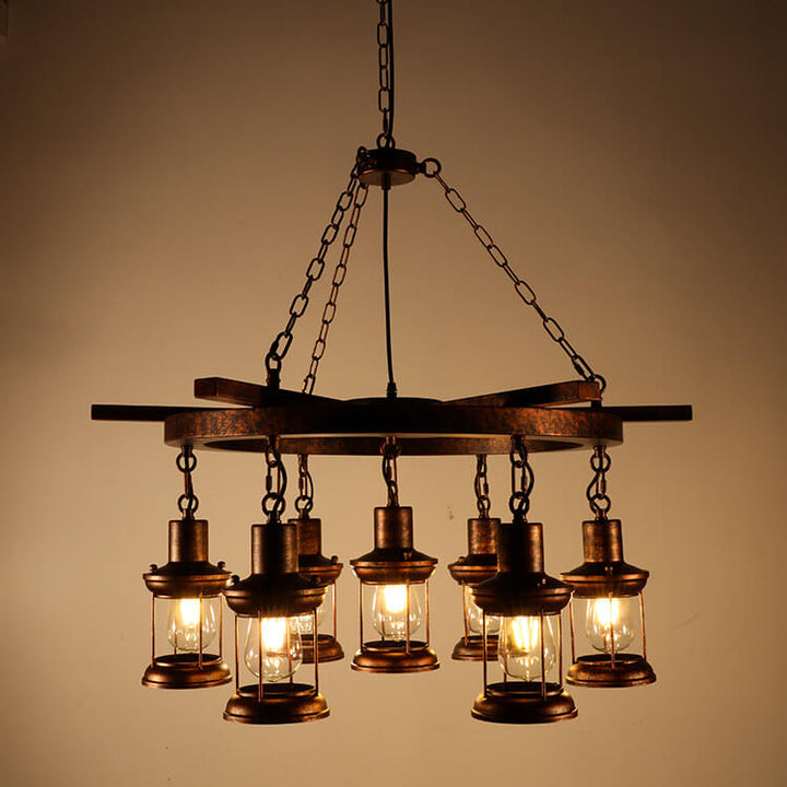 Candelabros de linterna de metal vintage náutico de 3/7 luces 