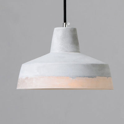 Luminaire suspendu industriel minimaliste en ciment à 1 lumière, abat-jour gris 