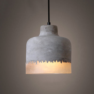 Luminaire suspendu industriel minimaliste en ciment à 1 lumière, abat-jour gris 