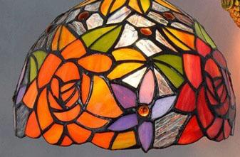 Vintage Tiffany Stained Glass Rose 1-Light Wall Sconce Lamp