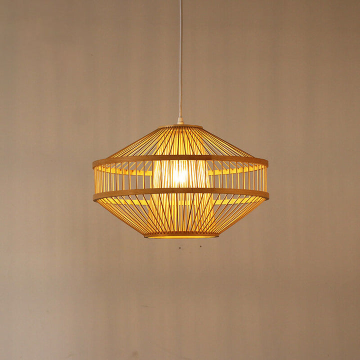 Modern Bamboo Weaving 1-Light Globe Lantern Pendant Light