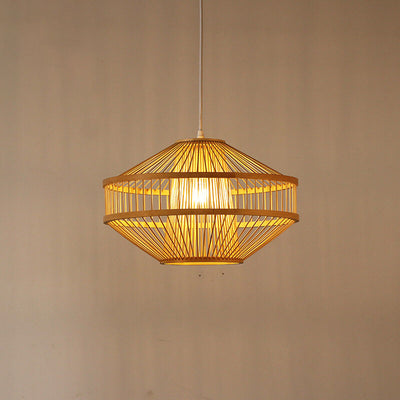 Modern Bamboo Weaving 1-Light Globe Lantern Pendant Light