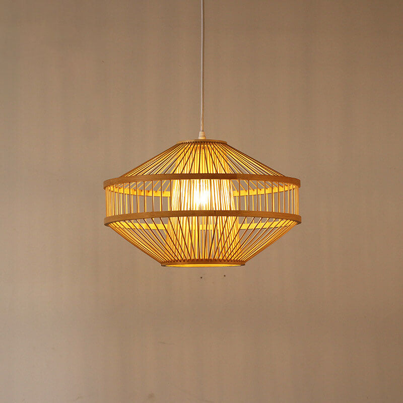 Modern Bamboo Weaving 1-Light Globe Lantern Pendant Light