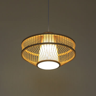 Modern Bamboo Weaving 1-Light Globe Lantern Pendant Light