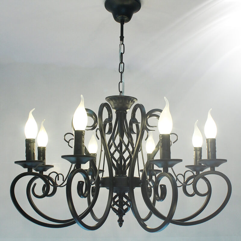 Candelabros Colgantes de Cadena de Velas de Hierro Forjado Europeo de 6/8 Luces 