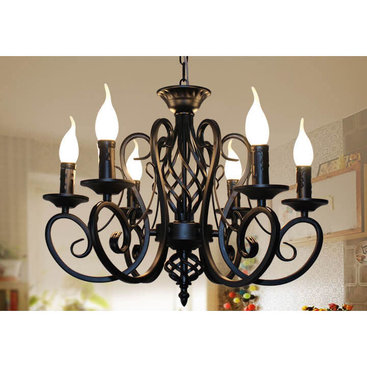 Candelabros Colgantes de Cadena de Velas de Hierro Forjado Europeo de 6/8 Luces 