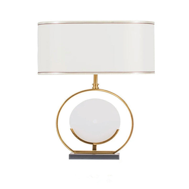 Pantalla de lámpara de tela simple china base de mármol lámpara de mesa de 1 luz 