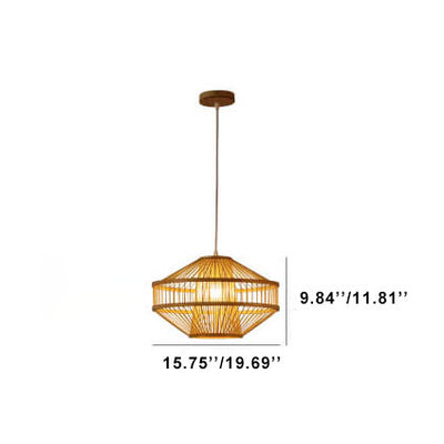 Moderne 1-Licht-Globus-Laternen-Pendelleuchte aus Bambusgeflecht 