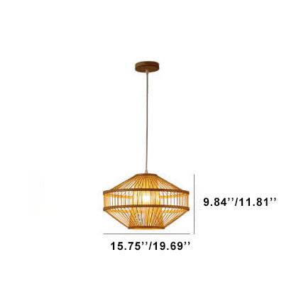 Moderne 1-Licht-Globus-Laternen-Pendelleuchte aus Bambusgeflecht 