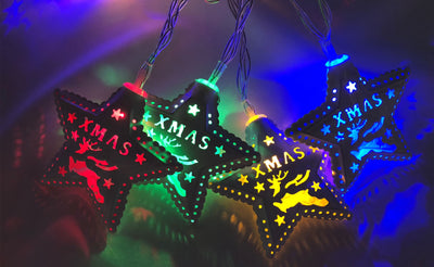 Weihnachts-Pentagramm-Schnur-Licht-Weihnachtsbaum-hängende Feiertags-Innenhof-Dekorations-Schnur-Lichter 