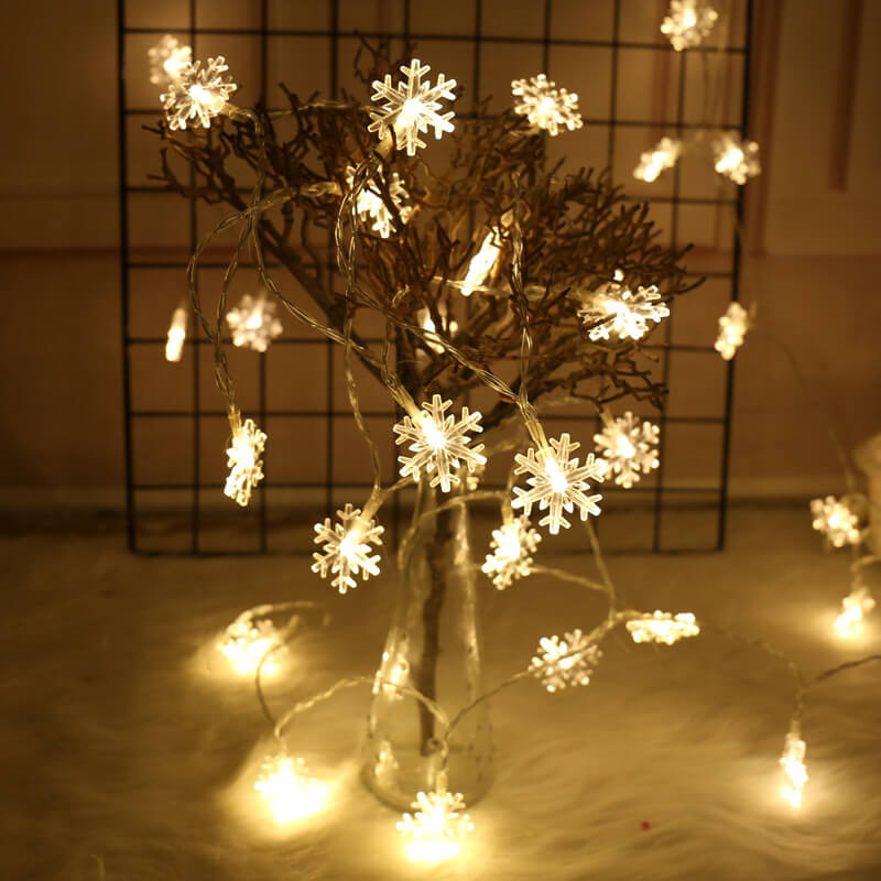 LED Lichterketten Weihnachten Schneeflocke Bunte 20 Lichter LED wasserdichte Lichterketten für den Außenbereich 